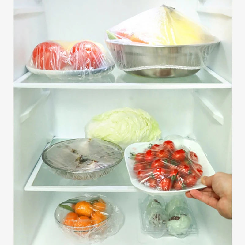 500pcs Disposable Food Cover Plastic Wrap Elastic Food Lids For Fruit Bowls Cups Caps Storage Kitchen Fresh Keeping Saver Bag