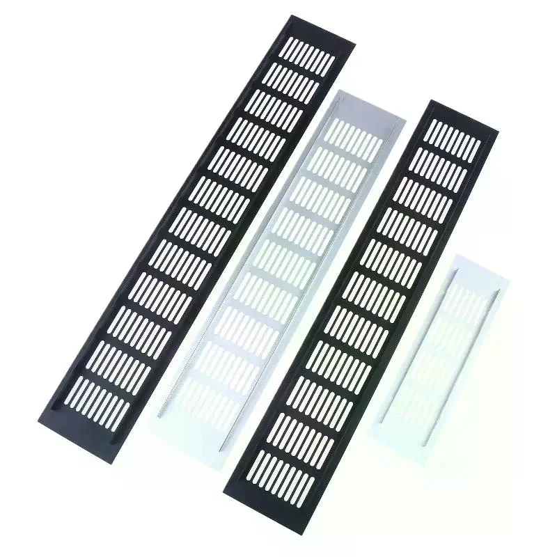 2 Colors Black White 50/60/80mm*150-500mm Aluminum Cupboard Air Vent Grille Wall Ventilation Cover Wardrobe Parts