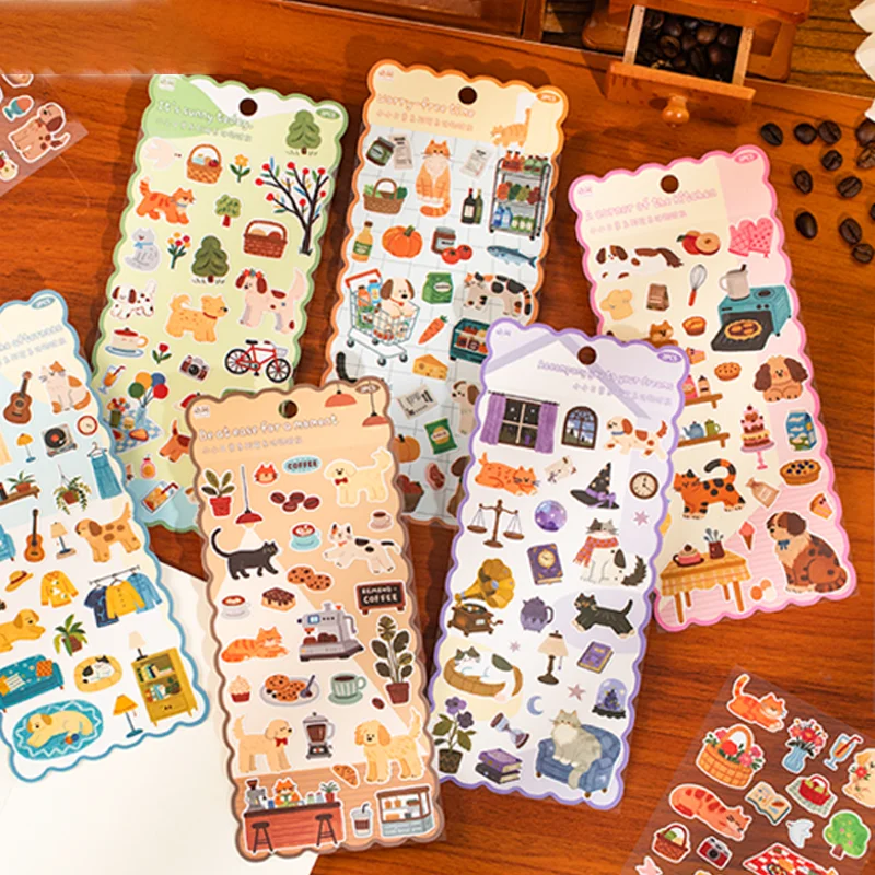 Mr. Paper Tiny Daily Animal Stickers 6-Pack - Cute Journal Collage Material, Multi-Purpose Decals for Diary & Card Sleeve Decor