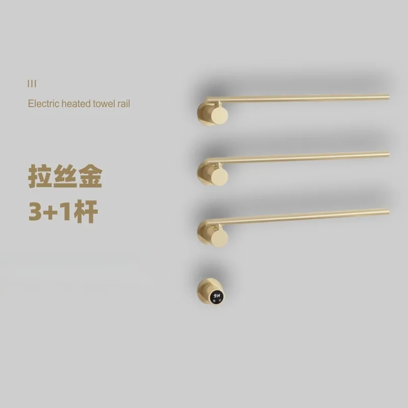 Wall‑Mounted Rose Gold Heated Towel Rail 304 Stainless Steel Smart WiFi Digital Timer IPX4 Waterproof Bathroom Electric Towel Wa