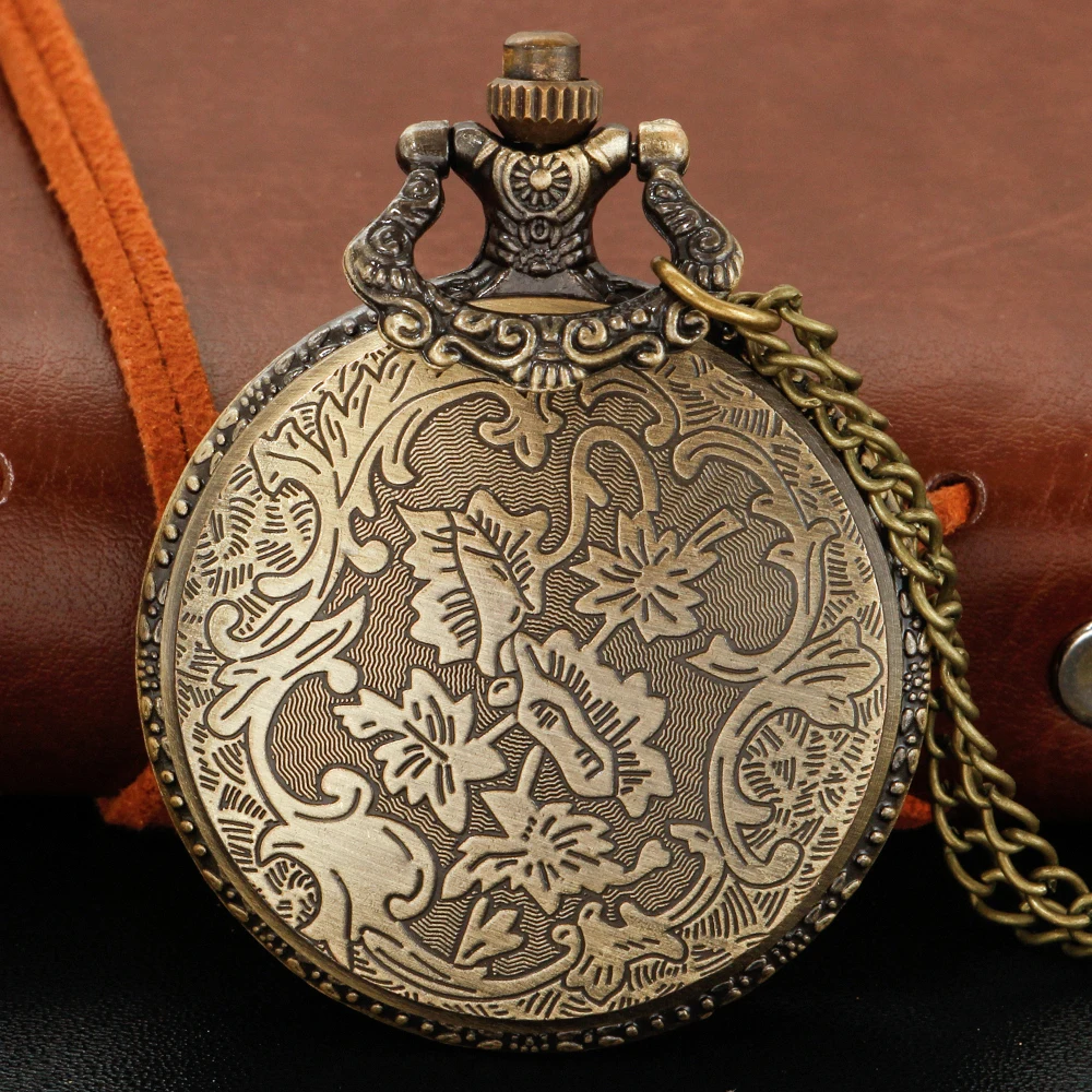 Reloj de bolsillo de cuarzo con emblema de patrón 3D de figuras islámicas famosas, collar de acero redondo Retro de alta calidad, colgante, regalo de joyería