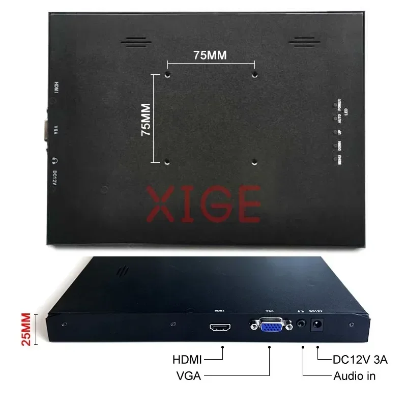 Universal 58C Metal Case Assembly Portable DIY Back Cover Shell HDMI+VGA+Audio+DC Port For 17.3inch-13.3inch LCD Display Screen