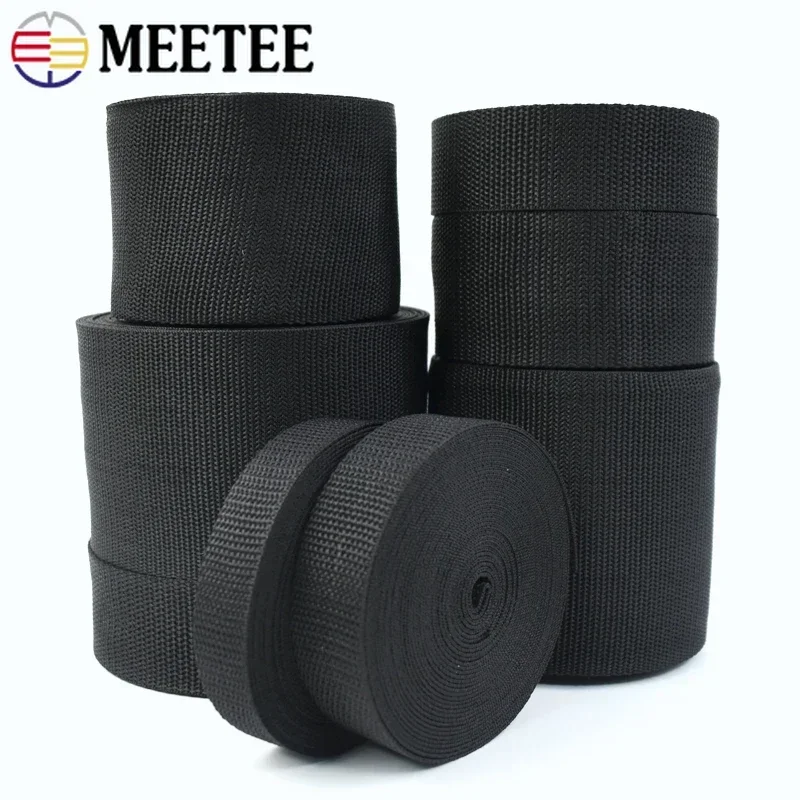 20-100mm Black Nylon Webbing Tapes 5/10M Polyester Tarp Webbings Strap Bag Binding Ribbon Belt Sling Trimming Sewing Accessories