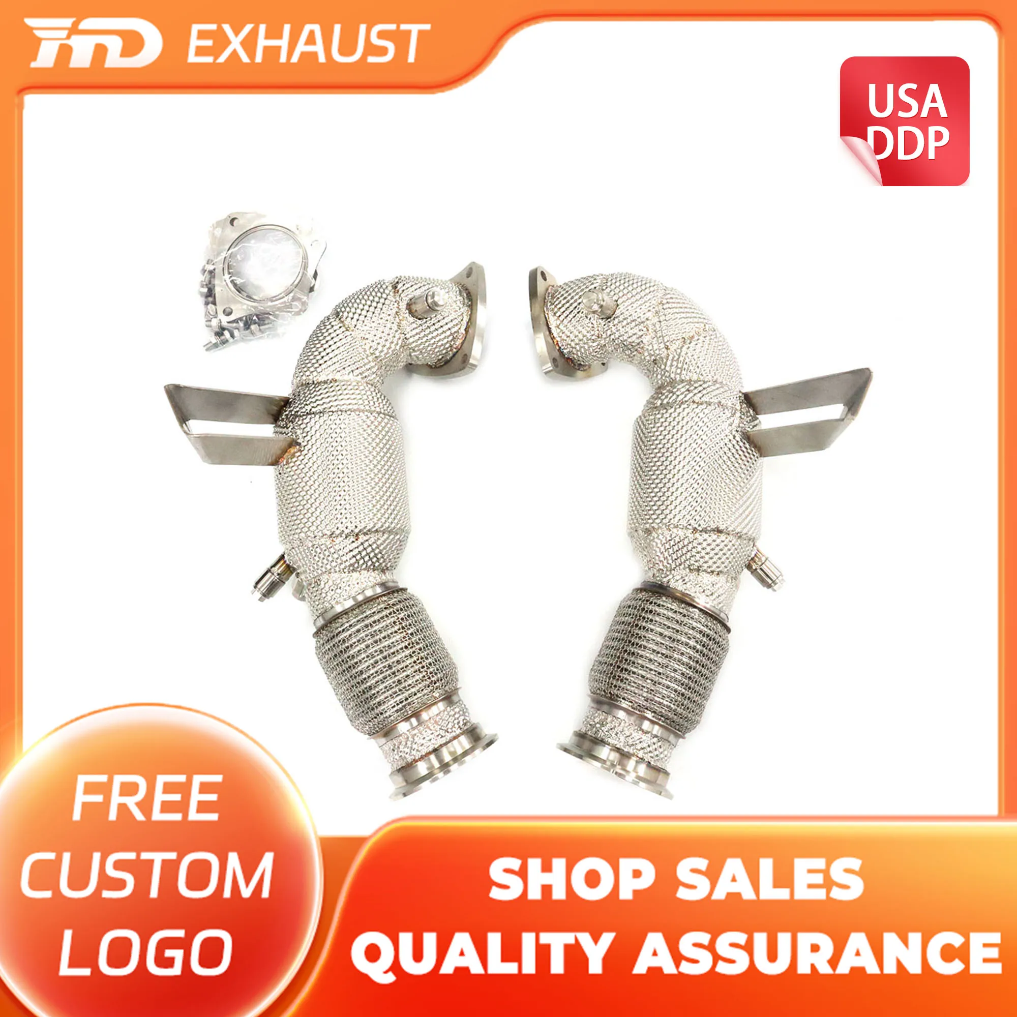 

HMD Hot Sales SS304 Performance Downpipe for Audi R8 V10 2022+ With Catalysis,OPF Pipe Direct Fit Exhaust