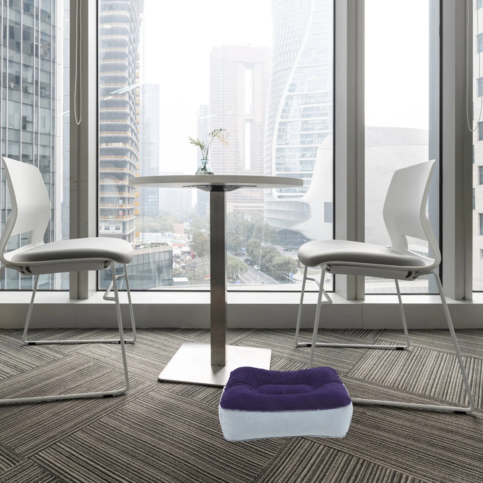 

Portable Inflatable Footrest Pillow Flocking PVC Fabric Grey Blue Color Fast Inflation for Travel Office Home Leg Elevation