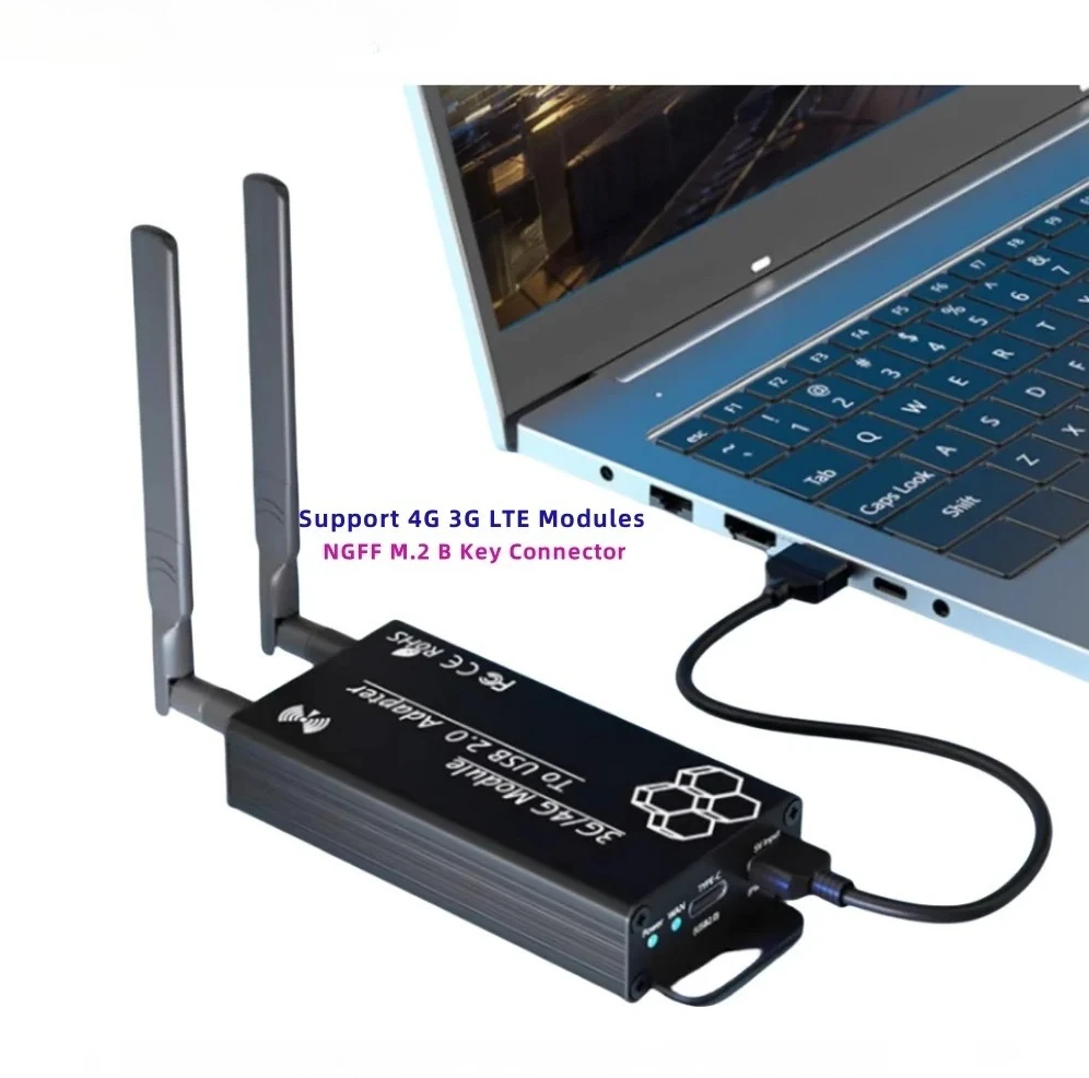 Z USB 2.0 Type-C Connector To M.2 B-Key Wireless Module Adapter One SIM Card Holder 2 Antennas for 3G 4G LTE Modem