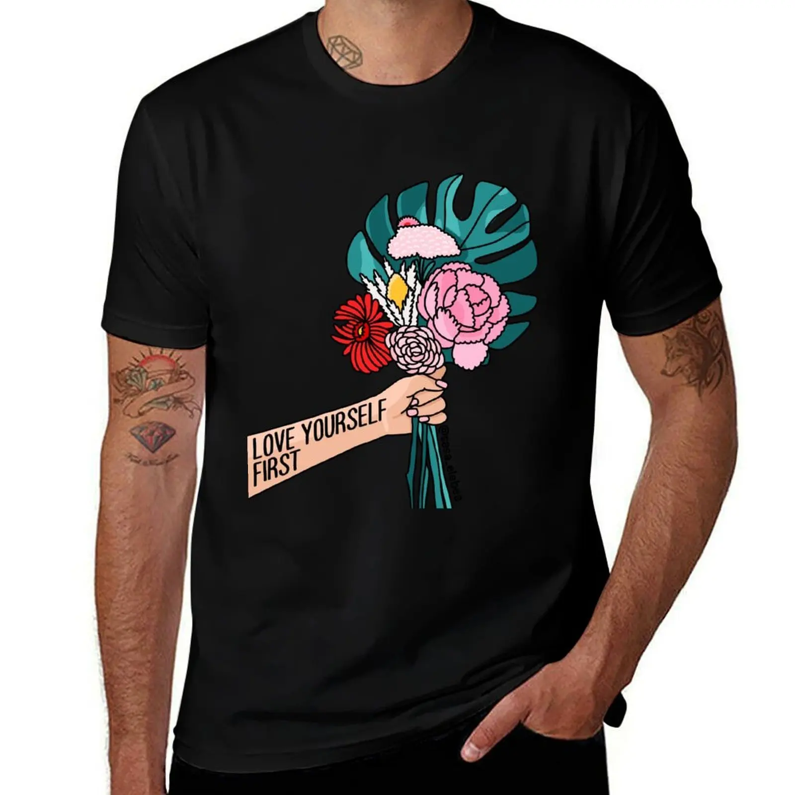 Love yourself first by Sasa elebea T-Shirt man t shirts cotton T-Shirt