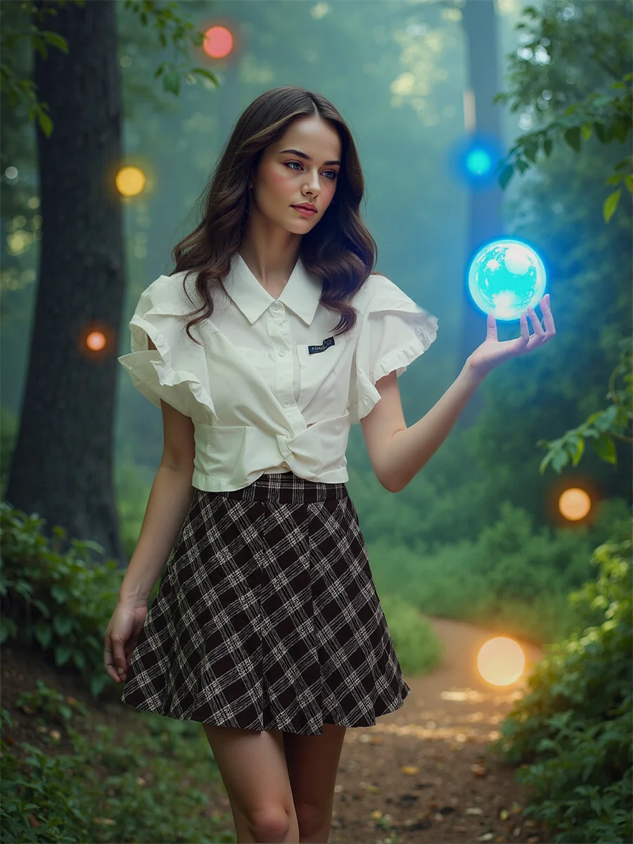 

Plaid Brown Skirts Womens Embroidery Chic Eyelet Hollow Patchwork Bubble Elastic Waist Comfortable Sequin Cozy Simple Layered