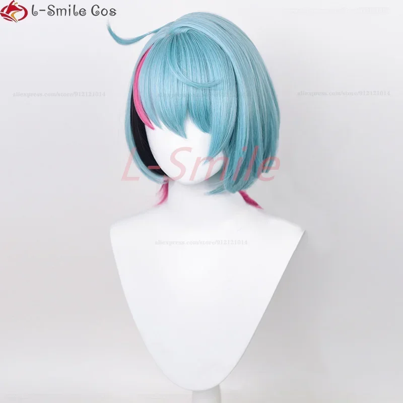 VTuber NIJISANJI EN تأثيري ILUNA كيو Kaneko شعر مستعار تأثيري قصيرة مقاومة للحرارة الاصطناعية الشعر حفلة امرأة فتاة الباروكات + غطاء شعر مستعار #4