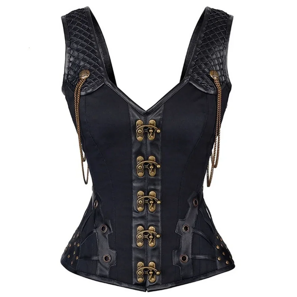 

Steampunk Corset Sexy Bustier Top Gothic Leather Corset Overbust Corselet Vest Shaper Women Body Shapewear Slimming Belly Sheath