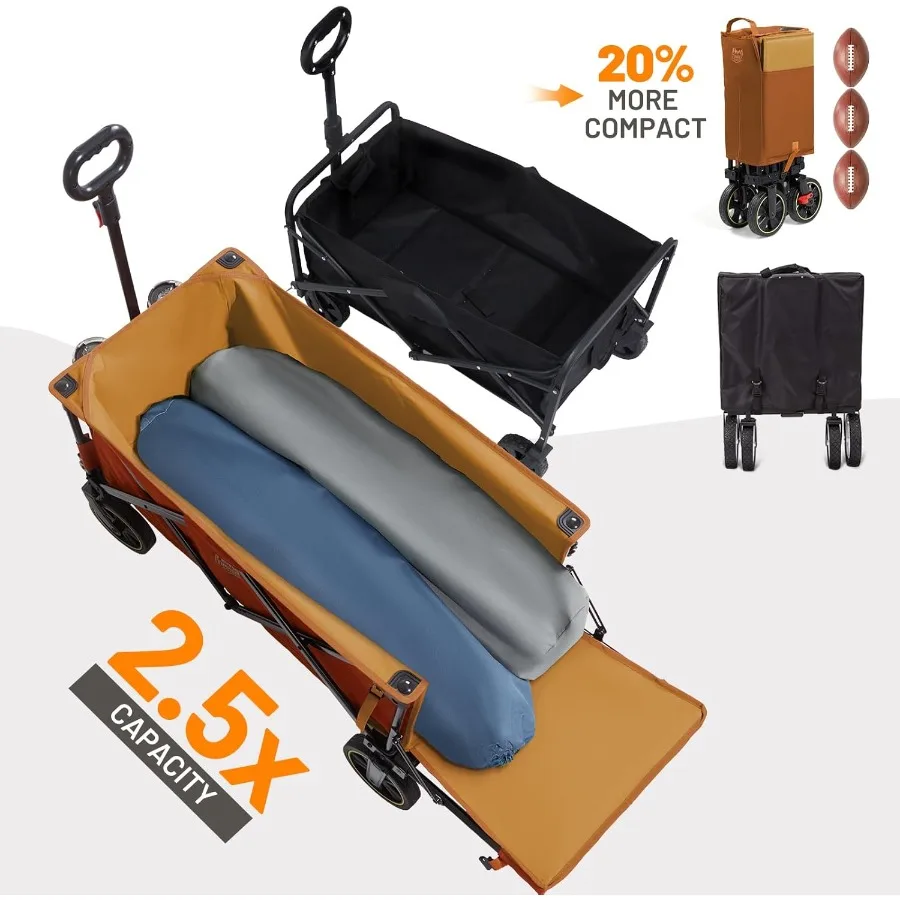 49 عربة قابلة للطي طويلة جدًا مع باب خلفي وفرامل للاستخدام الخارجي شديد التحمل بسعة 300 رطل مع عربة محمولة