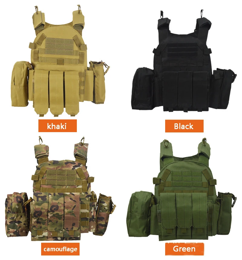 Nylon Molle Webbed Gear Tactical Vest Hunting CS Game Paintball Airsoft Vest Body Armor 6094 Pouch Combat camouflage Vest