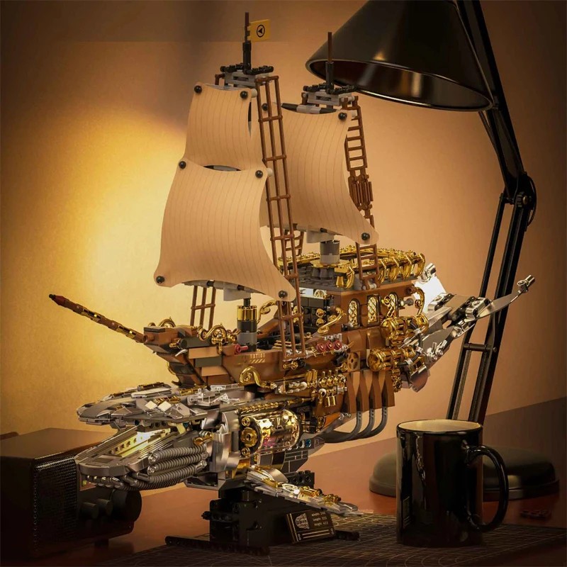 1960pcs MOC Idea Mechanical Whale Building Blocks Model Steam Sailboat Bricks Assembling Toys for Children Birthday Gift Set