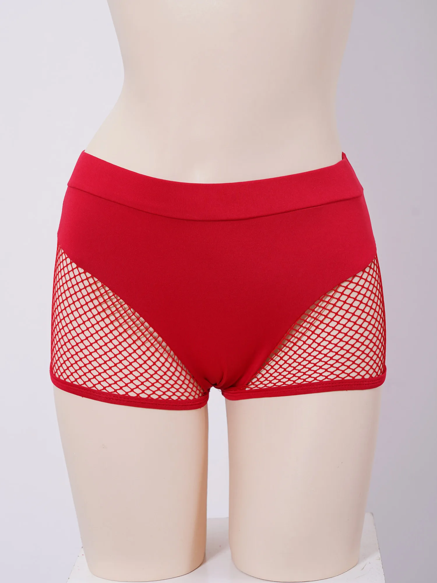 Womens Hollow Out Fishnet Booty Shorts Sexy Lingerie Mid Waist Stretchy Hot Pants for Sports Fitness Yoga Pole Dancing Swimming