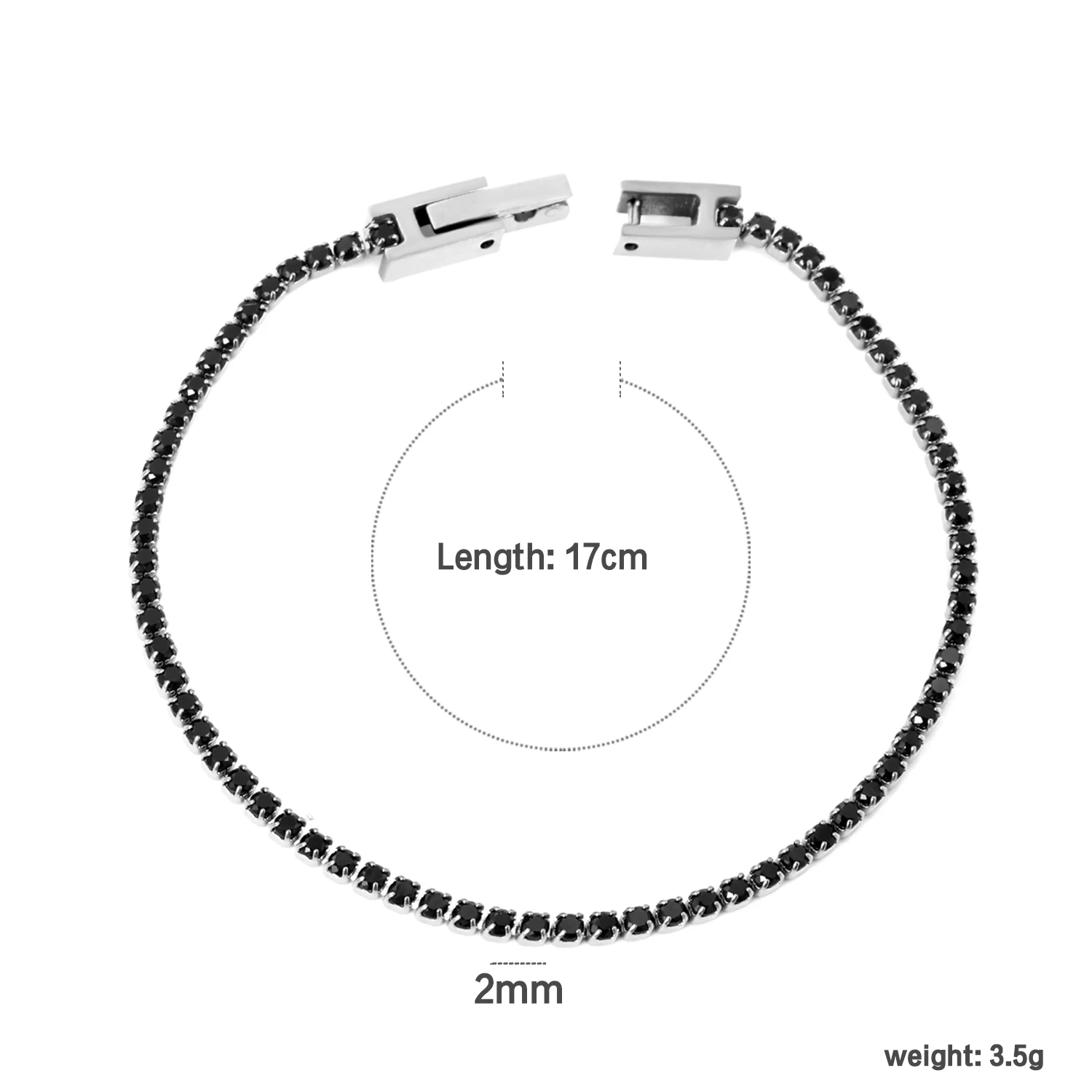 ASONSTEEL 2/3mm Bracelets Stainless Steel Colorful Cubic Zirconia Charm Chains Bracelets Crystal Delicate Bling Wedding Jewelry image 3