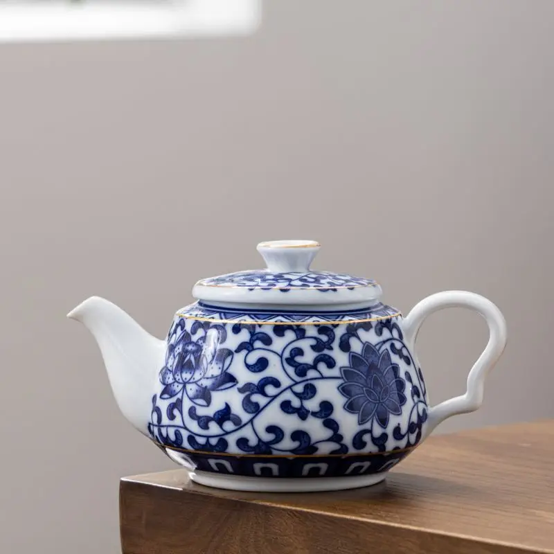 Jingdezhen-blue and white porcelain teapot, Chinese Kungfu tea set, household ceramic pot for Puer, service kettle, cute Teaware