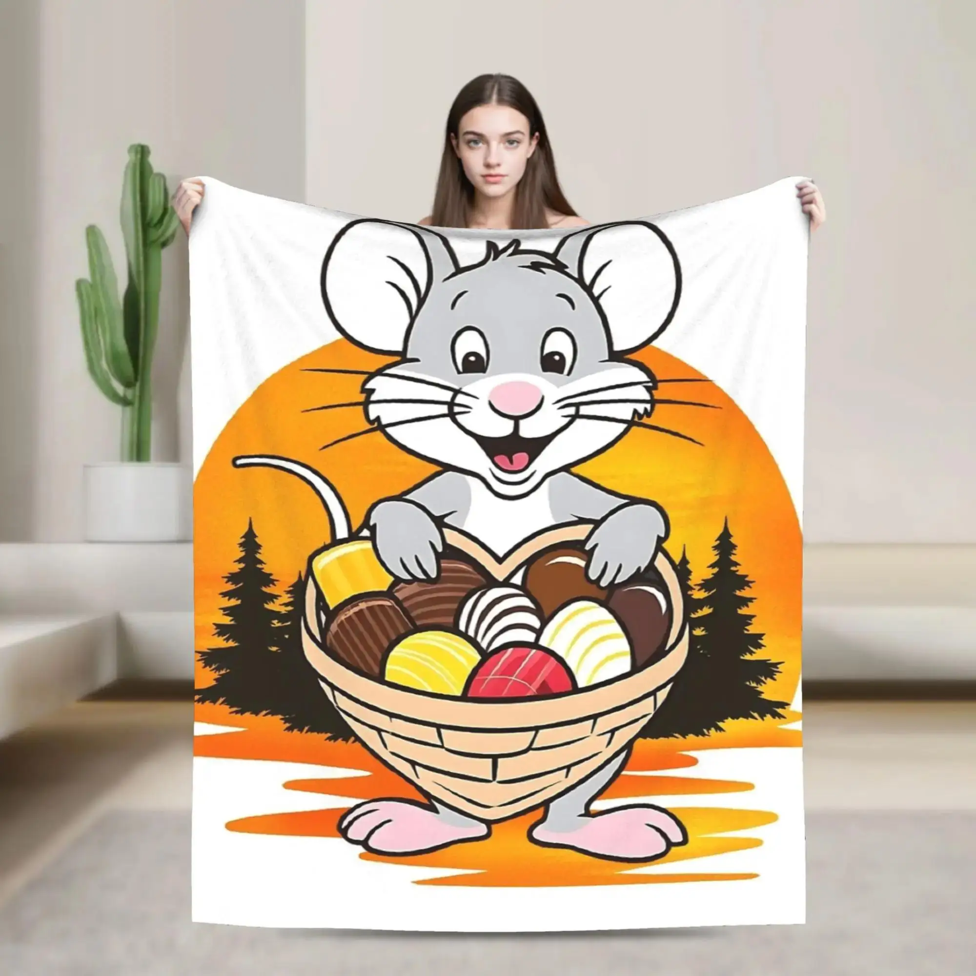 

Diddl Love Valentine Picnic Set with Sweet Chocolate Basket Super Warm Flannel Blanket for Home Decor Bedspread Sofa Cover