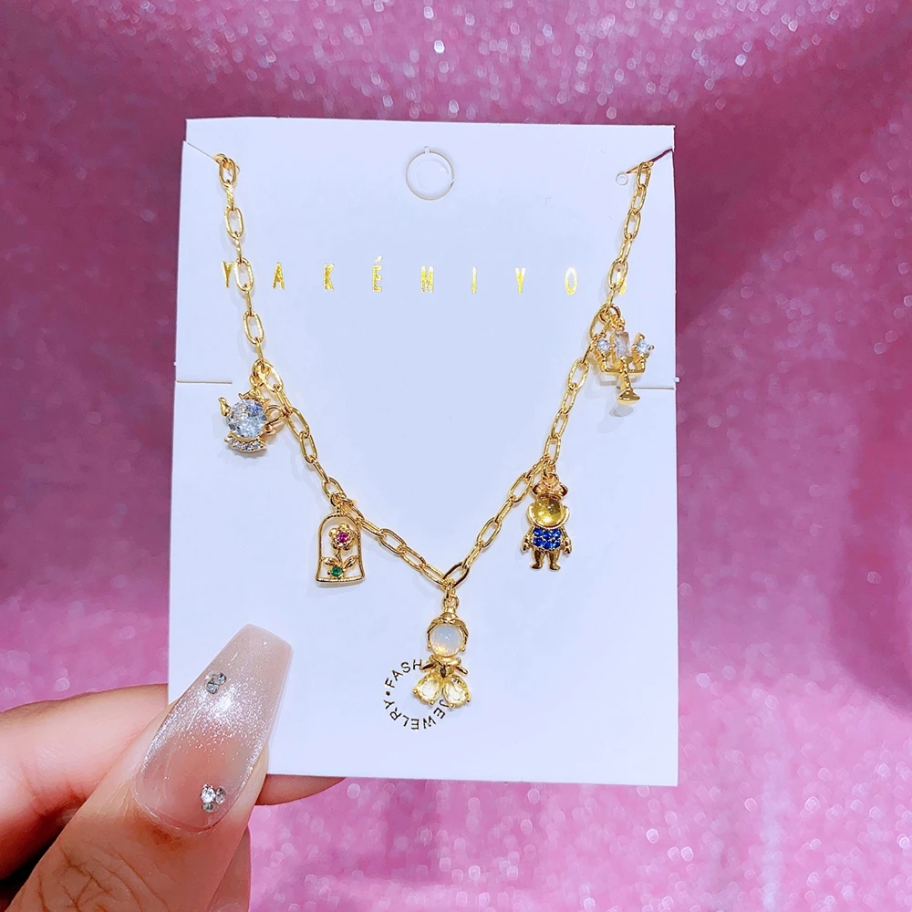 MIGGA Mix Design Fairy Tales Girl Pendant Necklace Gold Color Plated Women Chain Jewelry