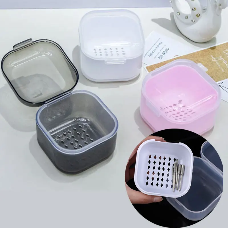 Desinfección portátil para brocas de decoración de uñas, caja de limpieza, caja de almacenamiento, accesorios para decoración de uñas, caja de almacenamiento, herramienta de esterilización