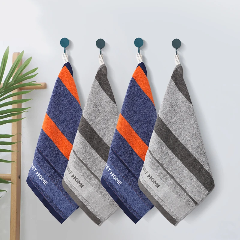 Pure Cotton Striped Square Handkerchief, Small Square Towel, Lint-Free, Absorbent, Soft, for Wiping Hands and Face