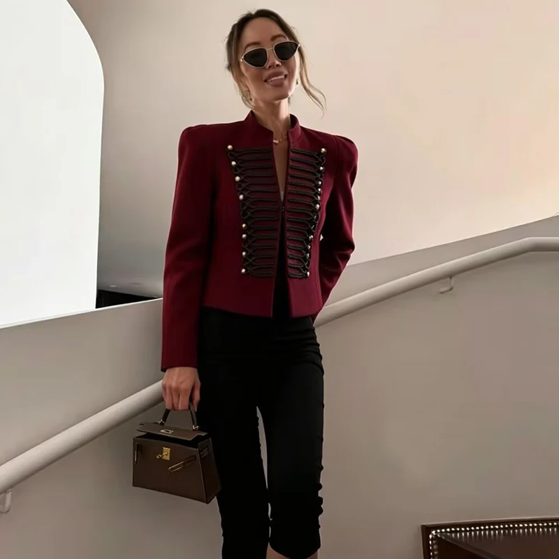 Women's Autumn Jackets Blouse 2026 New Chic Slim O-neck Retro Youth Warm Jackets Women's Street Elegant Unique Travel Coats