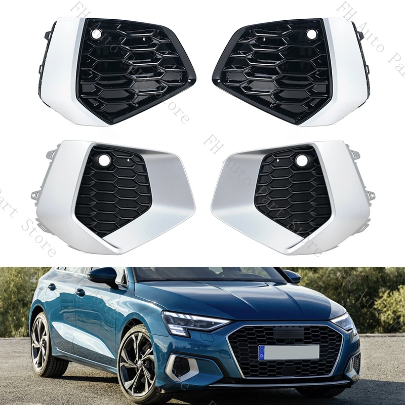 

For Audi A3 2021 2022 2023 Front Lower Bumper Fog Light Lamp Trim Cover Frame Molding Decorative Lid Cap