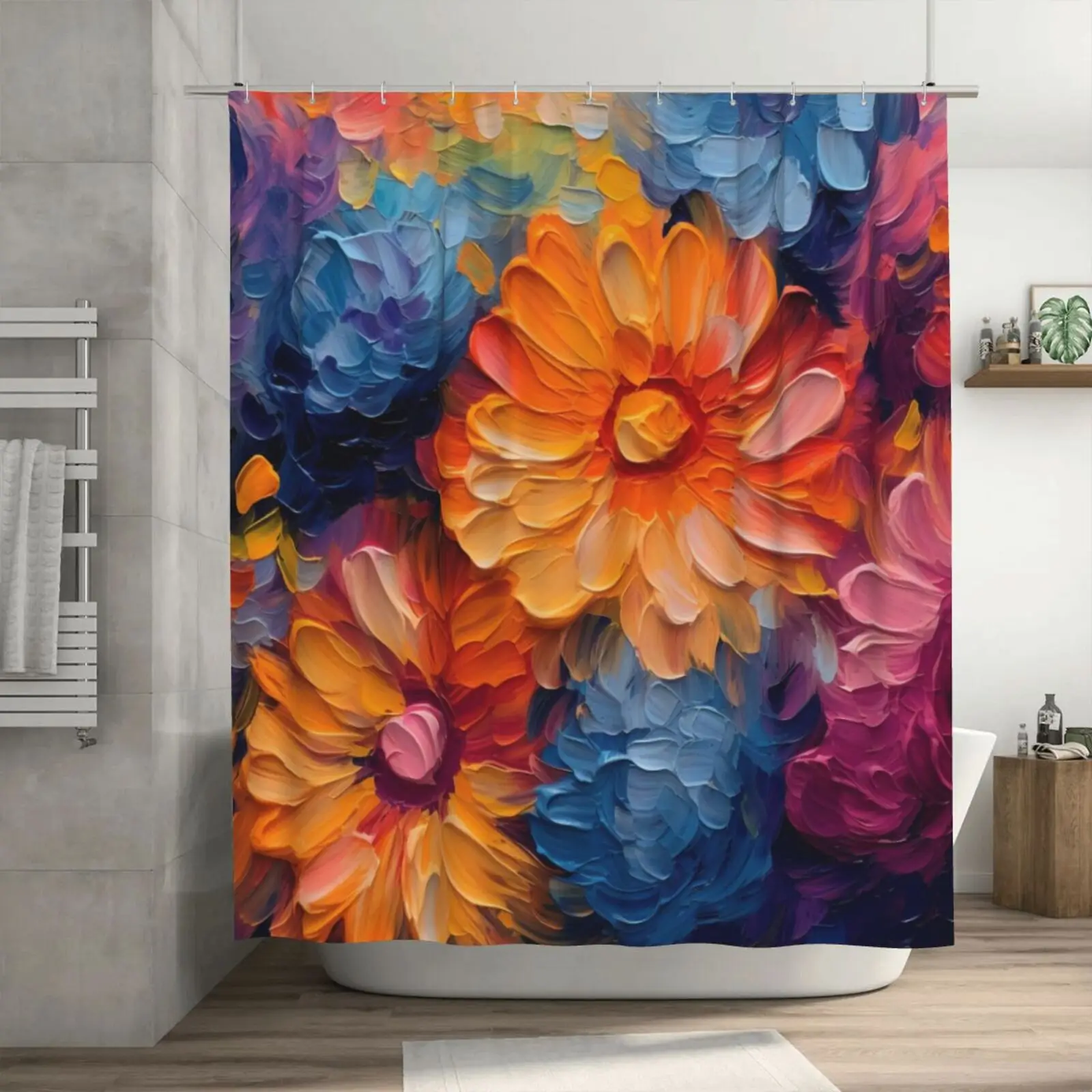 

Bathroom Curtains Painted Flower Bathroom Shower Curtains Polyester Curtains Bathroom Accessories Hooks not included 180X180CM