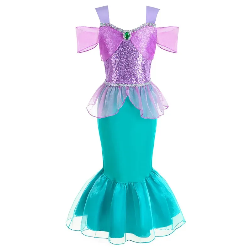 

Ariel Princess Dress For Kids Cosplay Costumes Girls Birthday Carnival Party Ball Gown Halloween Clothing Set