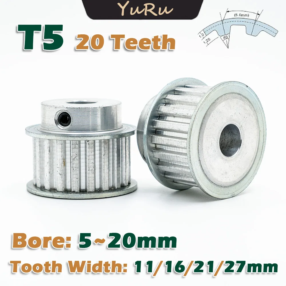 T5 20 Teeth BF Timing Pulley Bore 5~20mm 20T Tooth Width 11~27mm Transmission CNC 20Teeth Driving Wheel Pitch 5mm Synchro-pulley
