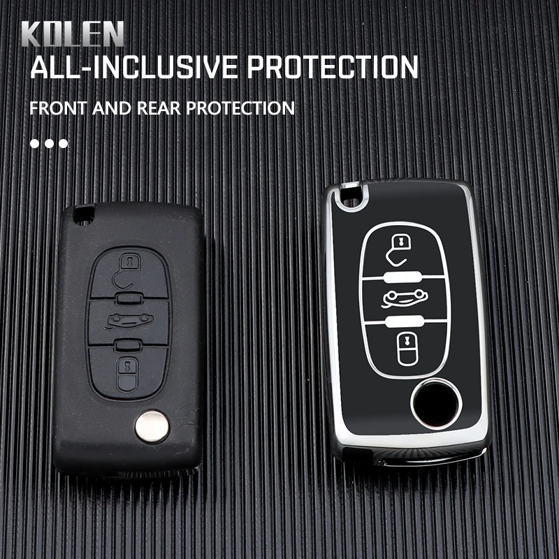 TPU Car Flip Key Case Cover Shell Fob Keyless For Peugeot 107 207 307 308 407 607 3008 5008 For Citroen Xsara Picasso C5 C6 C8