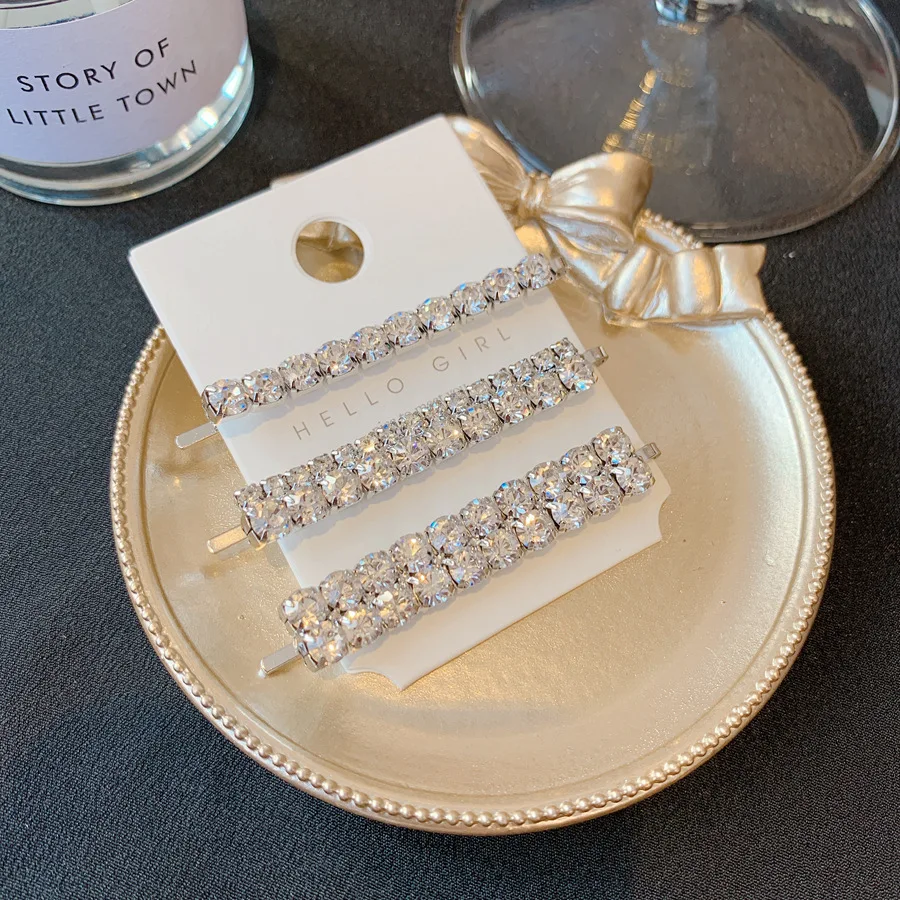 3 Teile/satz Super Funkelnden Strass Wort Clips High-end-Seite Pony Haarnadel für Frauen Koreanischen Stil Haar Zubehör – Detail 7