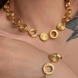 Circle Thread statement Necklace Stainless Steel necklaces for women Vintage chunky stainless steel jewelry Tarnish Free