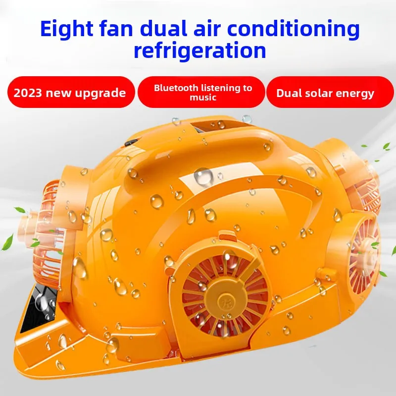 Cappello da ventilatore ad energia solare con casco da cantiere integrato, protezione solare estiva, cappello rinfrescante per uomo