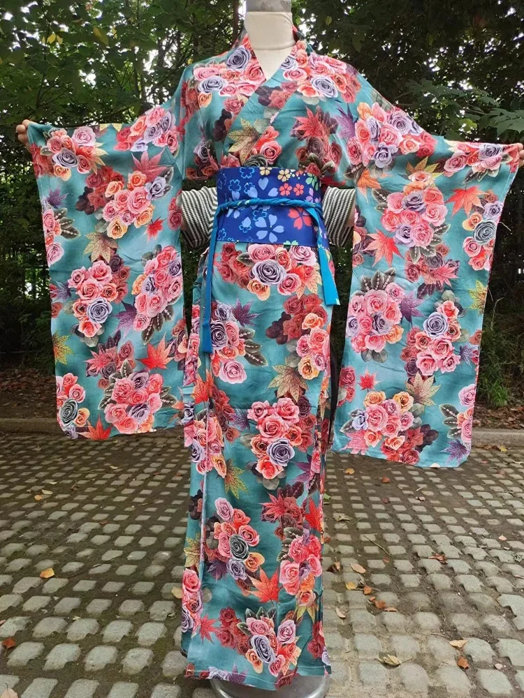 Transgraniczna japońska tradycyjna damska formalna Yukata długa luźna i seksowna Kimono Nano jedwab morwowy modna koszula nocna