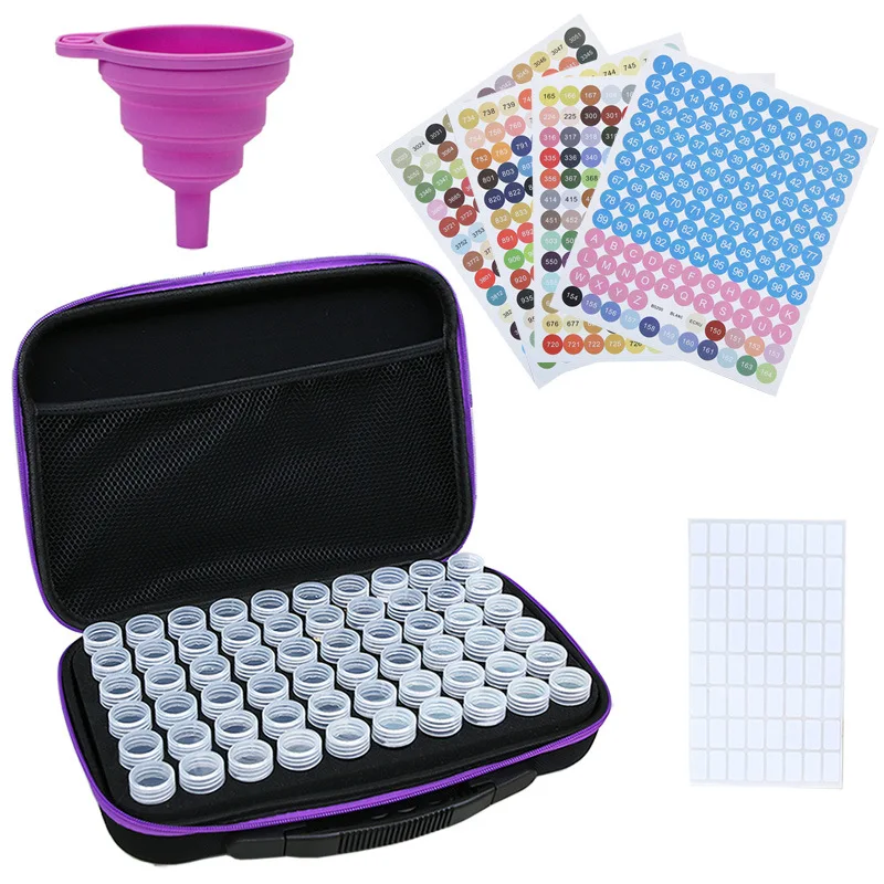 Diamond Painting New Diamond Embroidery 60 Grid Tool Set Storage Bag Nail Art Storage Round Bottle Packaging Bag Handbag