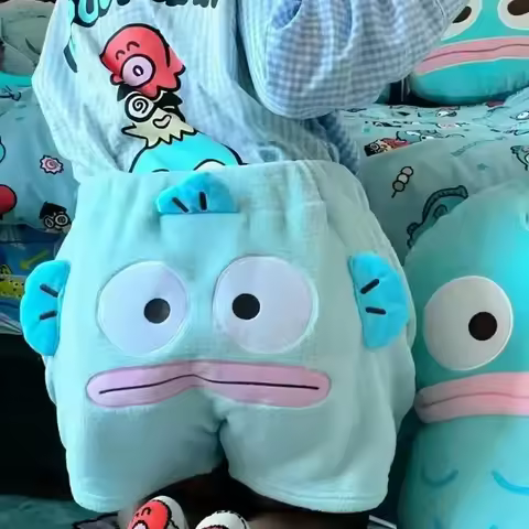 New Kawaii Funny Hangyodon Pajamas Cartoon Anime Embroidery Accessories Female Students Creative Loose Shorts Clothing
