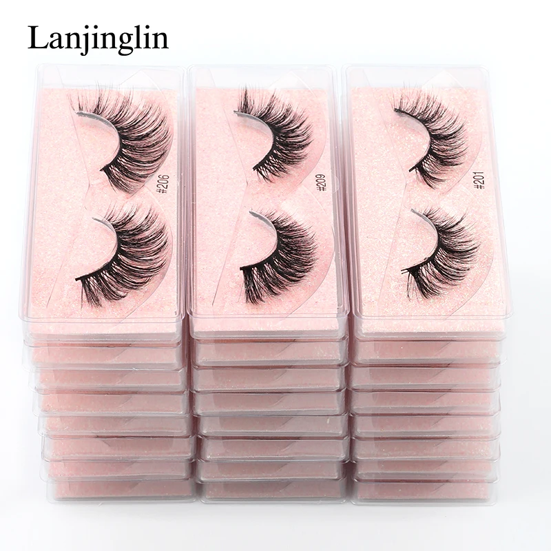 

Wholesale 4/100Pairs False Eyelashes Natural Soft 3D Mink Lashes Handmade Cruelty-free Extension Faux Cils Makeup Tool maquiagem