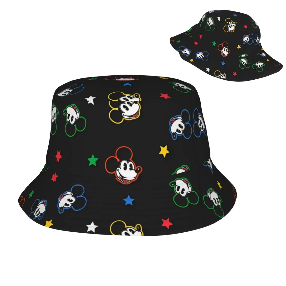 

Travel Headwear Mickey Mouse Cartoon Merch Bucket Hats Harajuku Girl Boy Sun Hat