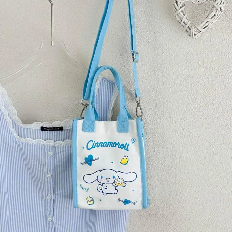 

Kuromi Cartoon Canvas Shopping Bags My Melody Sanrio Miscellaneous Portable Storage Bags Home Go Out Handheld Anime Mini Bags