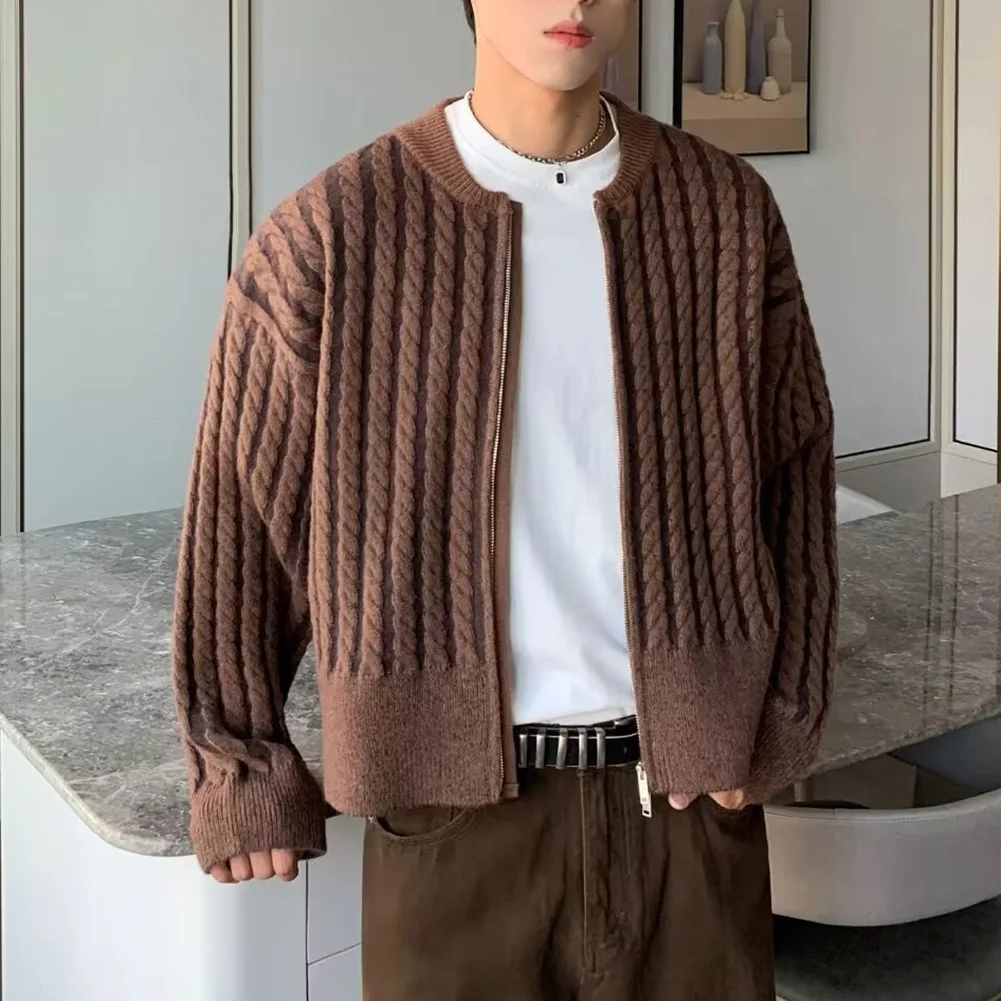 الرجال سترة سترة الملتوية المشارب محبوك سترة عادية معطف الشارع ملابس خارجية