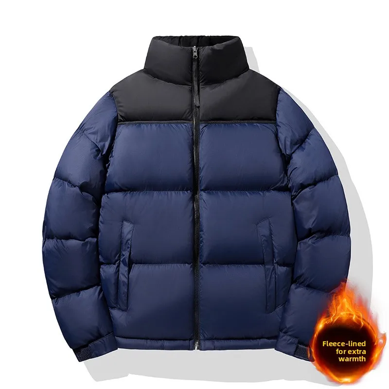 2025 hiver ample grande taille mode polyvalent pain vêtements tendance col montant couleur unie veste hommes hommes veste