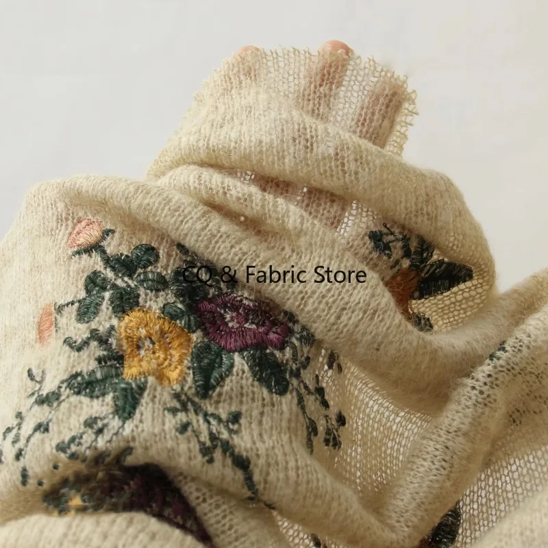 New 3D Embroidery Woolen Weaving Soft Hand Feel Fabric for Sweater Dress Diy Sewing Designer Fabric By The Yard