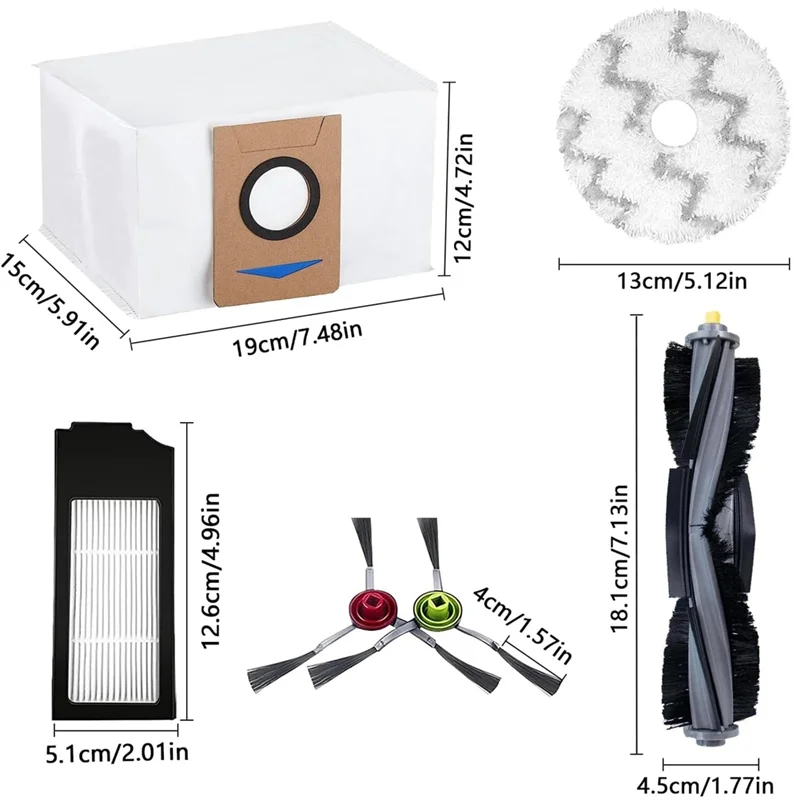A01V-For Ecovacs Deebot X1 Omni X1 توربو جهاز آلي لتنظيف الأتربة فرشاة جانبية رئيسية فلتر HEPA ممسحة القماش أكياس الغبار استبدال أجزاء