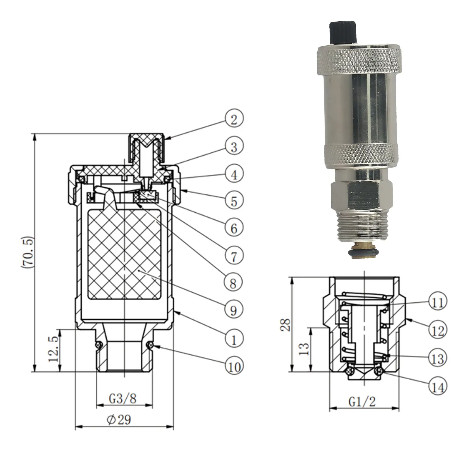 

Надежная работа для автоматического выпуска воздуха, быстрый вентиляционный клапан, вентиляционный клапан, нагревательный клапан, латунный корпус для выпуска воздуха
