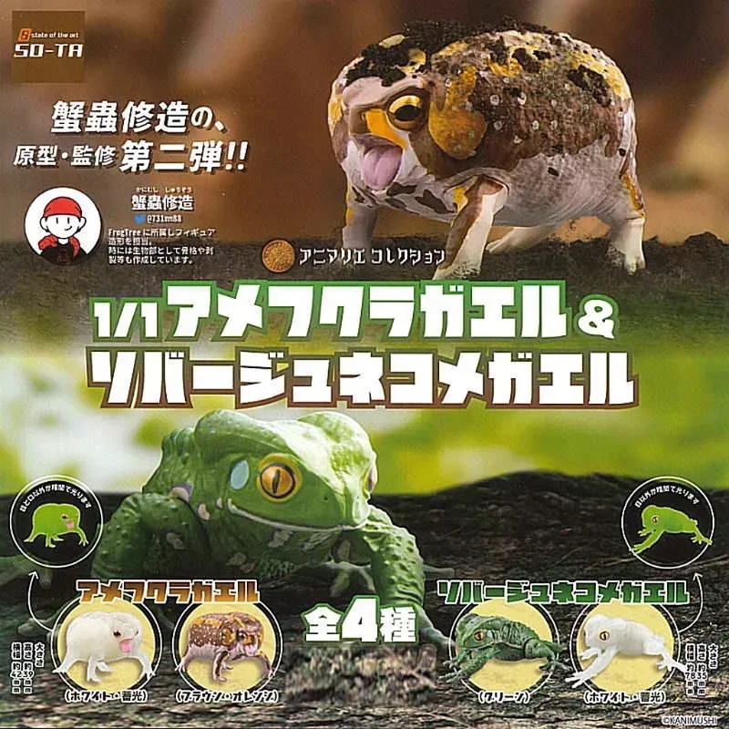 SO-TA Gashapon Capsule Toy Creature Kawaii 1/1 Amphibian Mantou Frog Toad Models Cute Action Figure For Kids Gift Desktop Decor