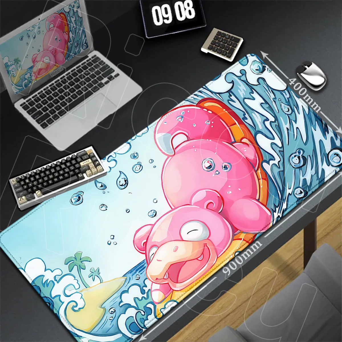 XXL Hot Anime Pokemon Cute Slowpoke Mousepad HD-Druck Gummi-Verlängerungstischteppich Spiel E-Sport Computer-Tastaturmatte 90x40cm