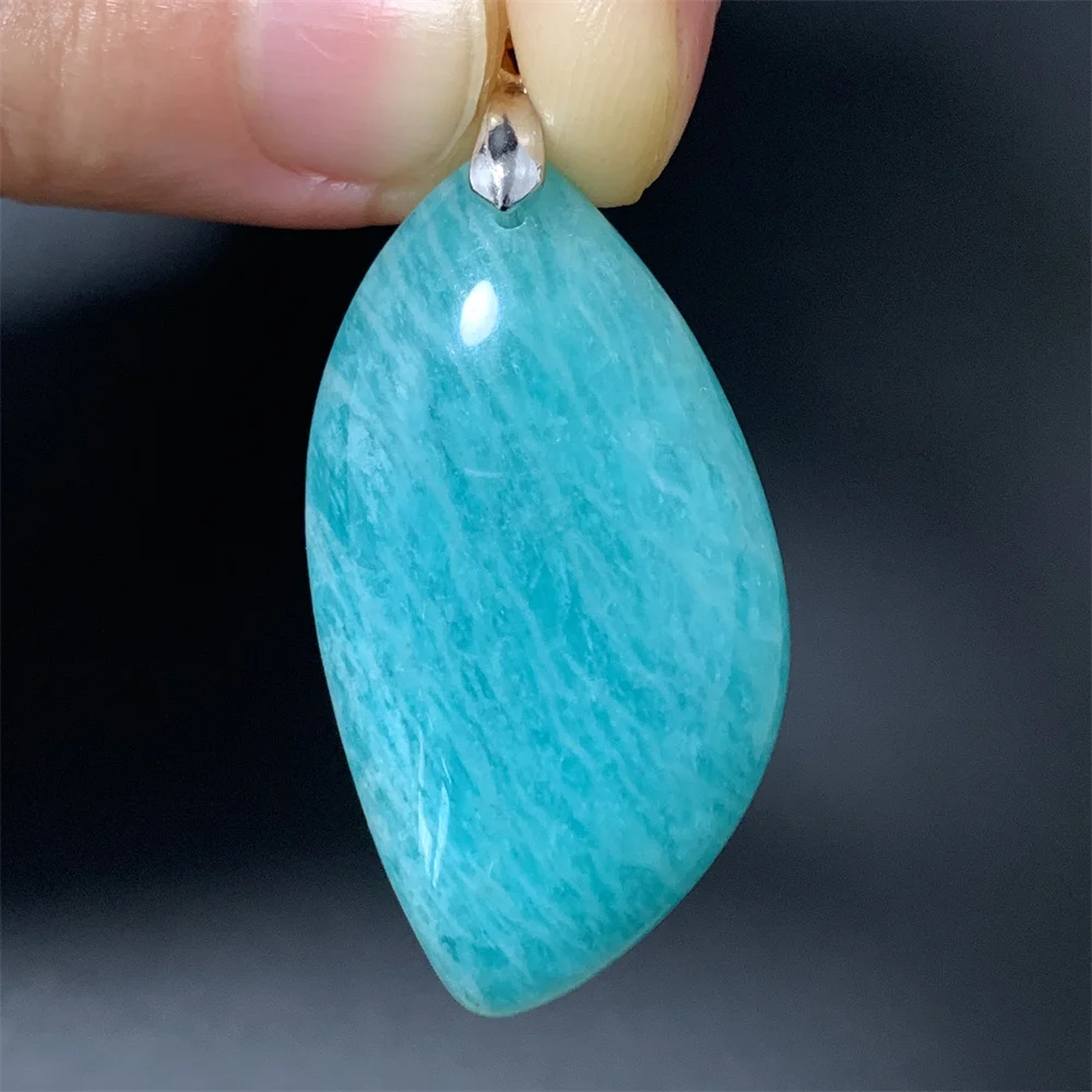 Natural Blue Amazonite Pendants Necklaces for Women White Luffa Patterns Healing Beads Horse Eye Geometric 925 Silver Jewelry