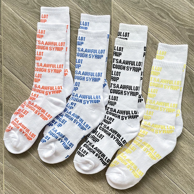 

Street Hip Hop That's A Awful Lot of Cough Syrup Socks Casual Cotton Multicolor Letter Print Length Socks