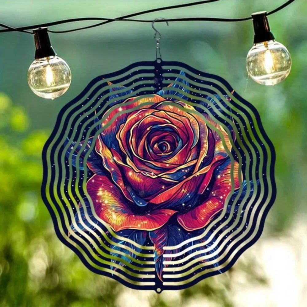 CIFBUY 3D Mandala Wind Chime Colorful Metal Garden Decor Outdoor Art for Yard Patio Vibrant Durable