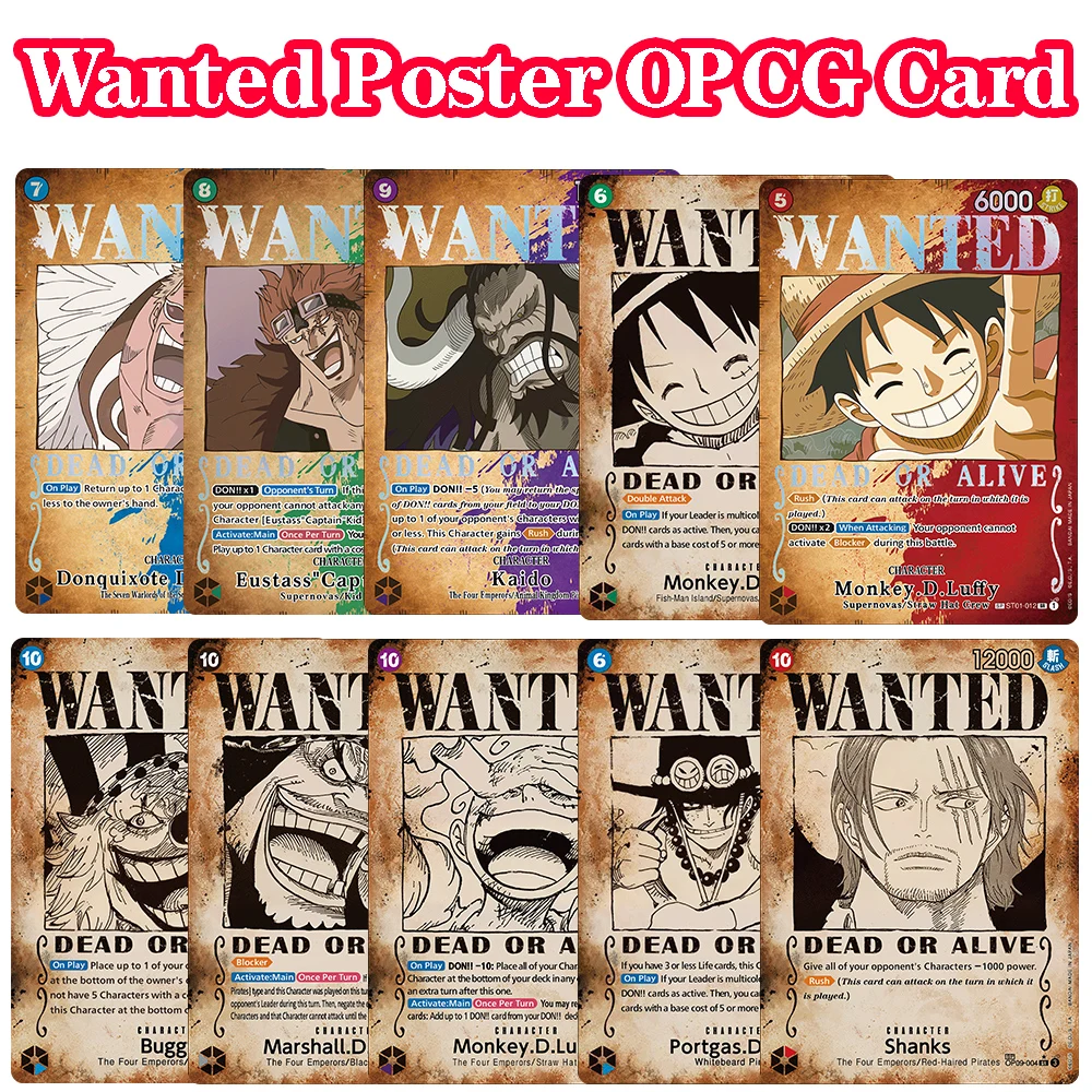 Tarjeta de juego proxy estilo cartel Retro de una pieza, Luffy Buggy Shanks Ace Anime OPCG/PTCG, tarjeta comercial de colección